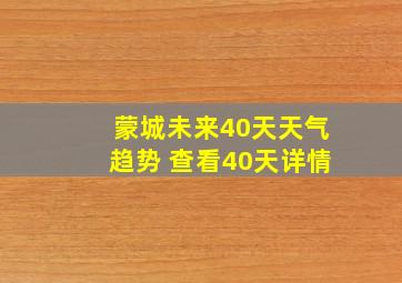 蒙城未来40天天气趋势 查看40天详情